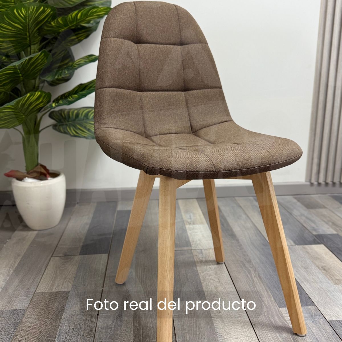 GENERICO - Silla Comedor Capitone Lino - Marrón