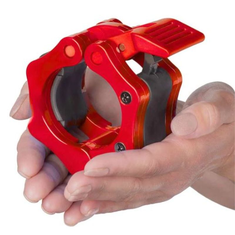 GENERICO - Par de Collarines de Bloqueo Barra Olímpica Rojo 50mm