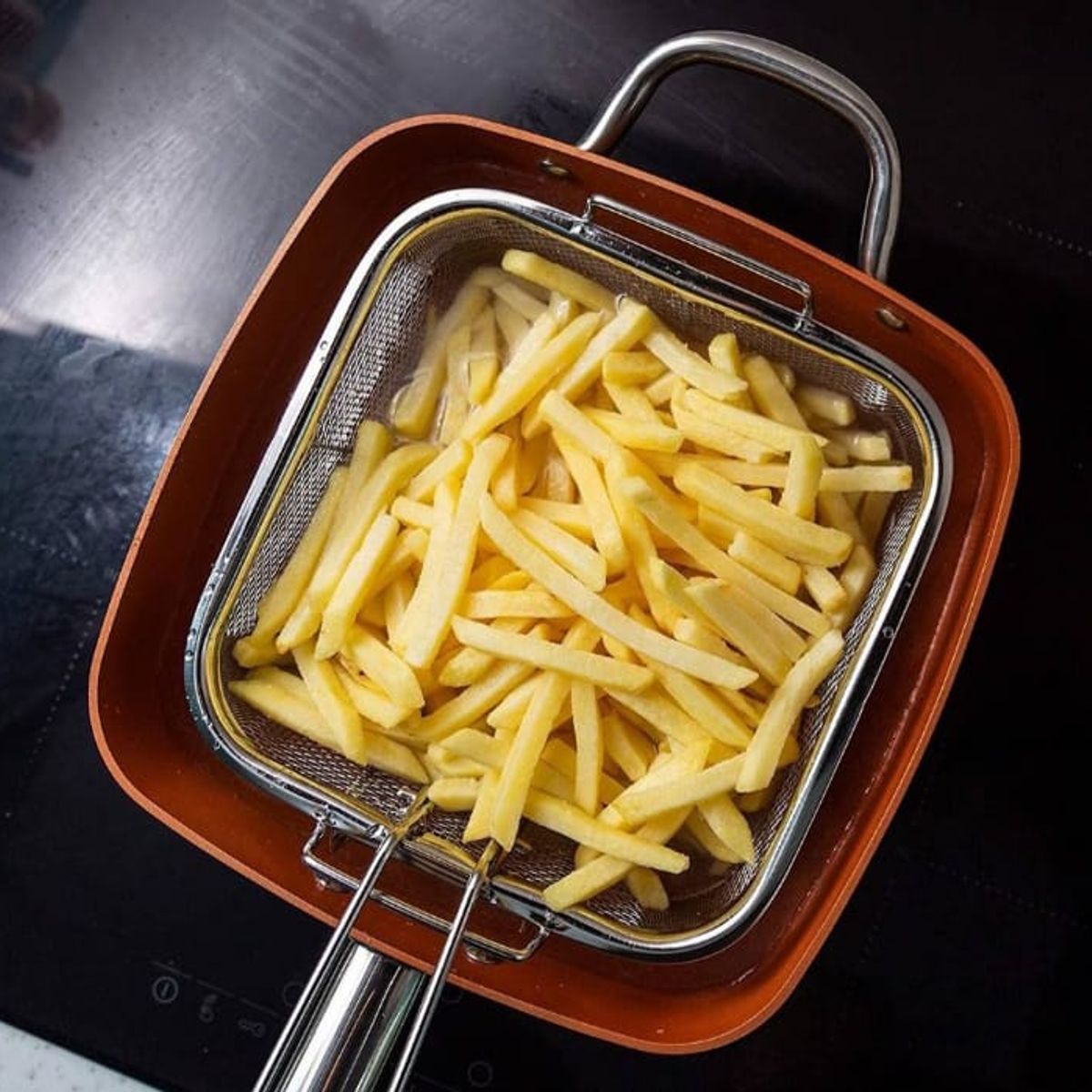 GENERICO - Olla De Cobre Multiuso Antiadherente Cesta Freír Cerámica con accesorios