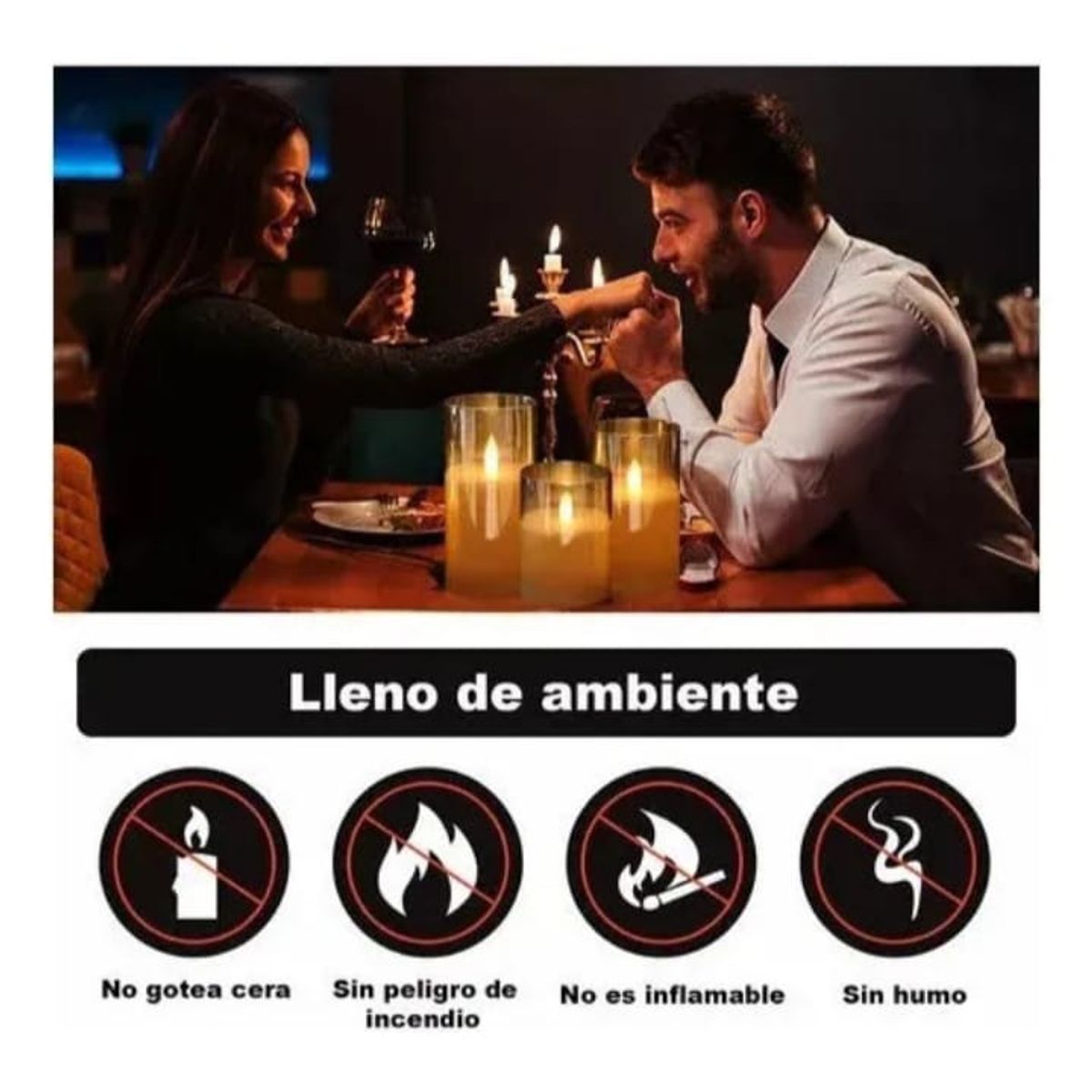 GENERICO - Set 3 Velas Led Decorativas con Control Remoto