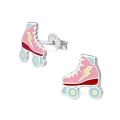 GOIA - Aros Patines Rosa Para Niña de Plata