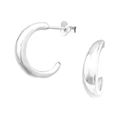 GOIA - Aros Unisex Argollas Medialuna Plata