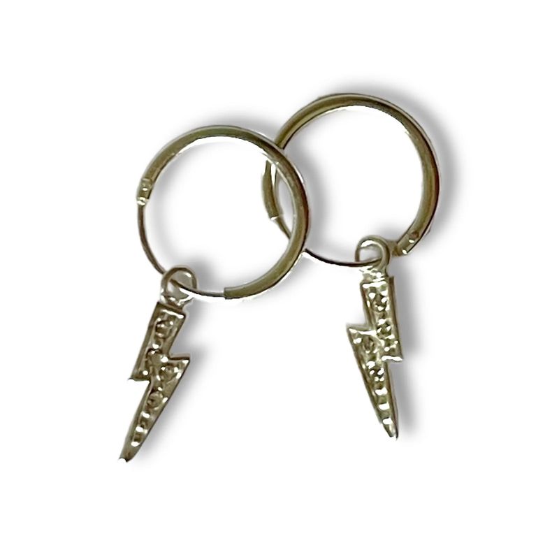 GOIA - Aros Unisex Argolla Rayo Colgante Plata