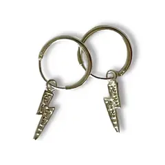 GOIA - Aros Unisex Argolla Rayo Colgante Plata