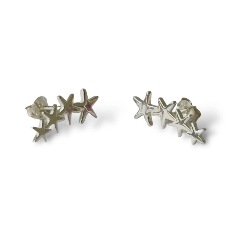 GOIA - Aros para Mujer Estrella Símil Trepador Silver