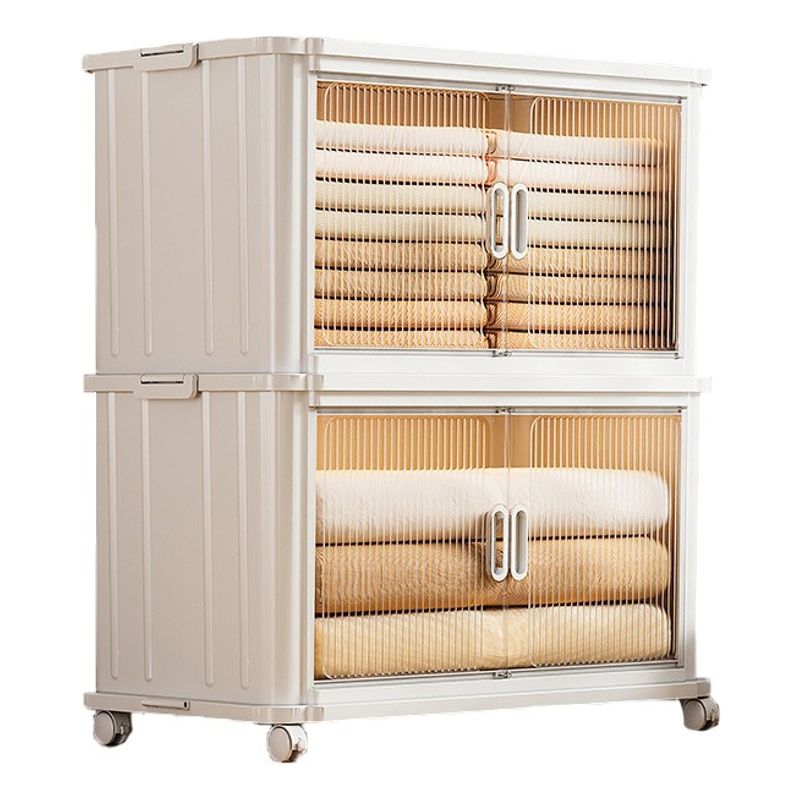 EVERSO - Cajas Organizadora Plegables Gran Multiuso Con Tapa Y Ruedas Blanco
