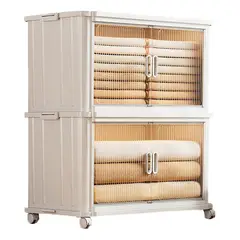 EVERSO - Cajas Organizadora Plegables Gran Multiuso Con Tapa Y Ruedas Blanco