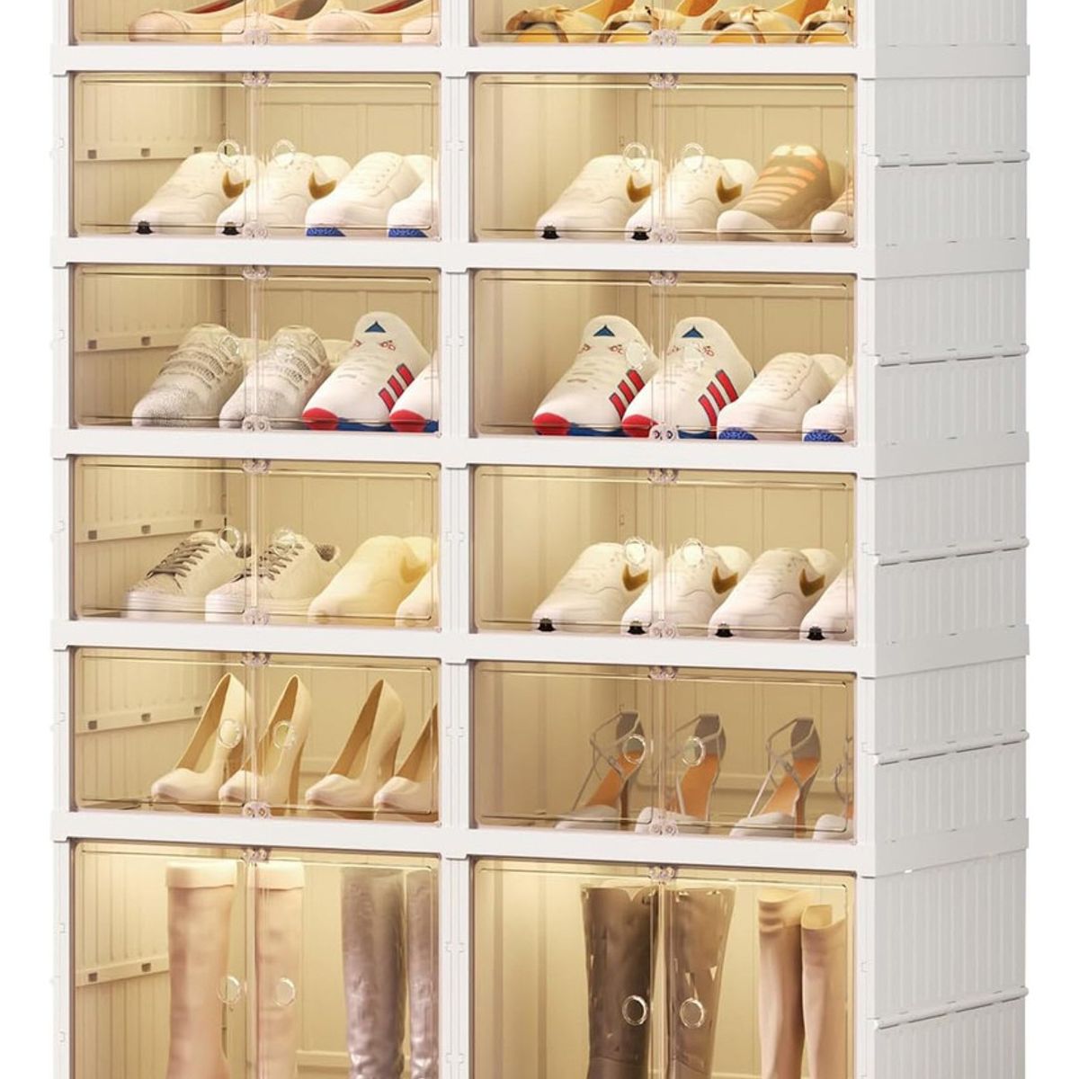 EVERSO - Zapatera Plegable 6 Niveles Caja Organizador Sin Instalación Blanco