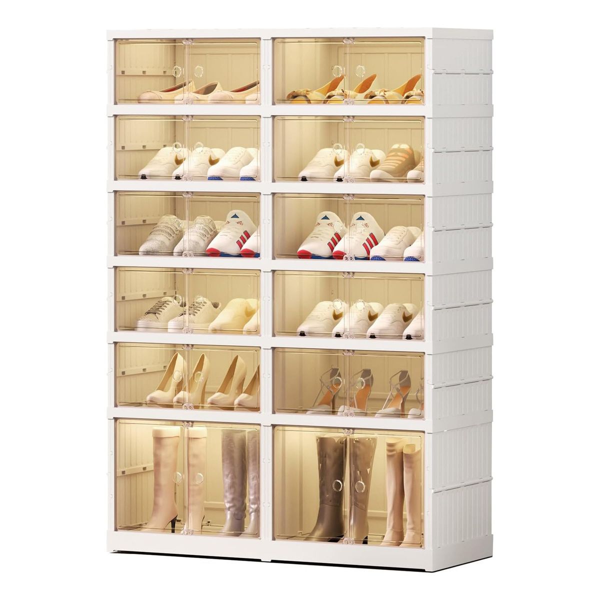EVERSO - Zapatera Plegable 6 Niveles Caja Organizador Sin Instalación Blanco