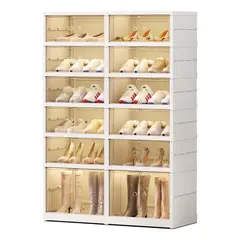 EVERSO - Zapatera Plegable 6 Niveles Caja Organizador Sin Instalación Blanco