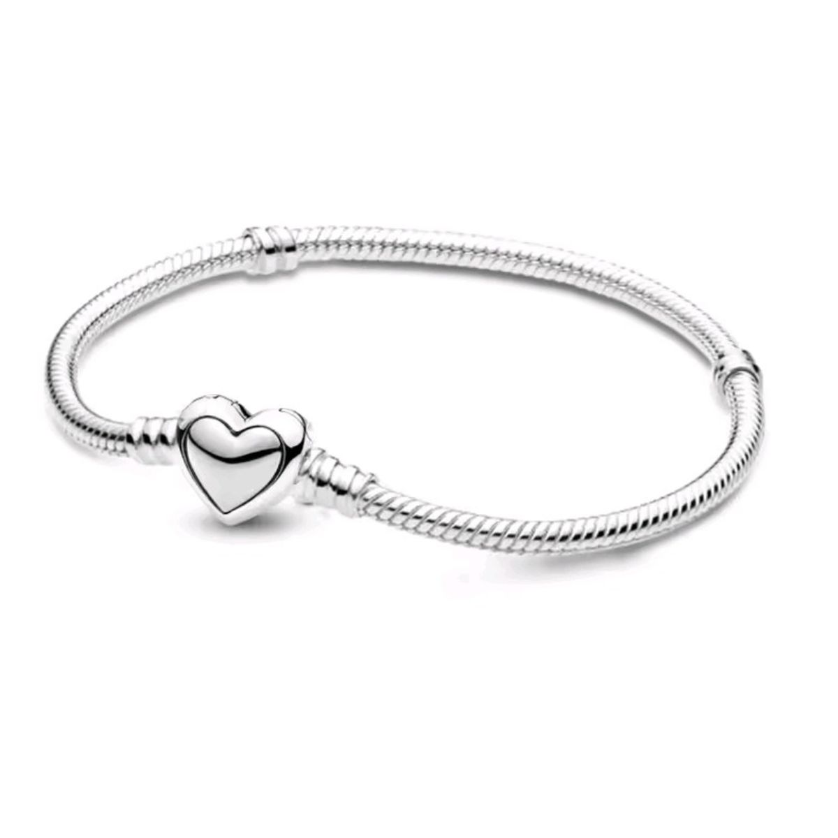 GENERICO - Pulsera Bañada en Plata con Broche de Corazón