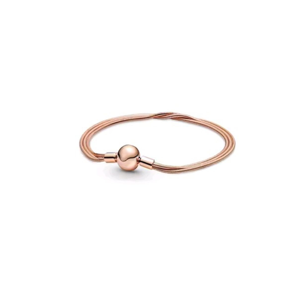 GENERICO - Pulsera Triple Cadena Bañada en Oro Rosa con Broche Círculo