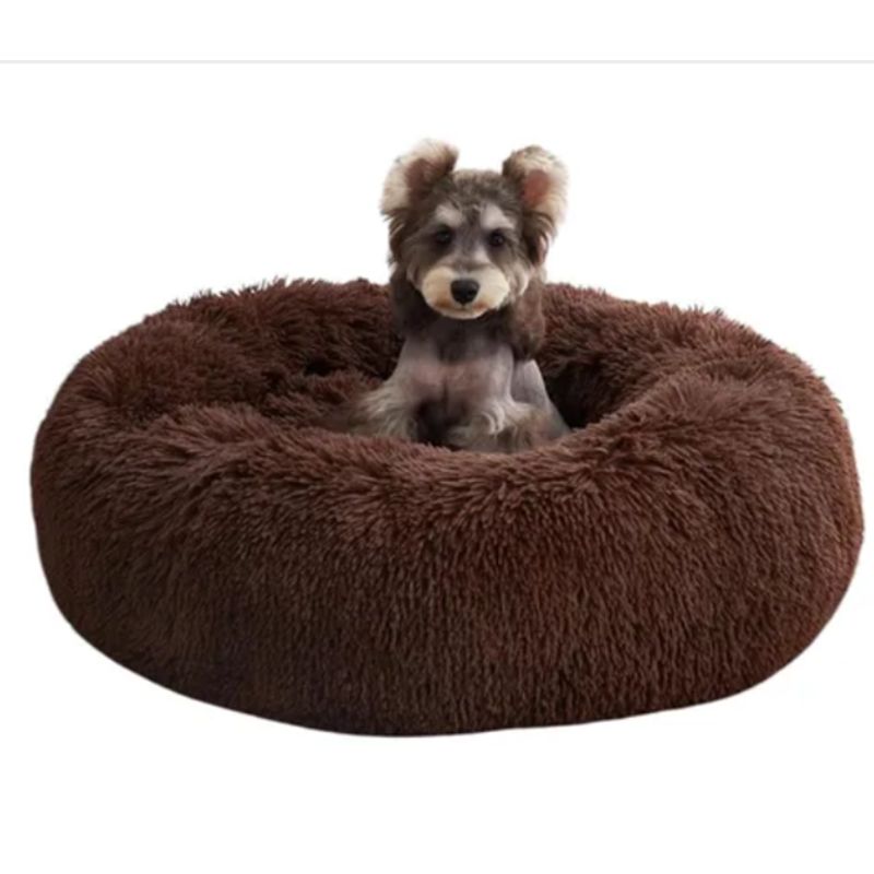 GENERICO - Cama Antiestrés Felpa para Mascotas Perros Gatos 70cm Café