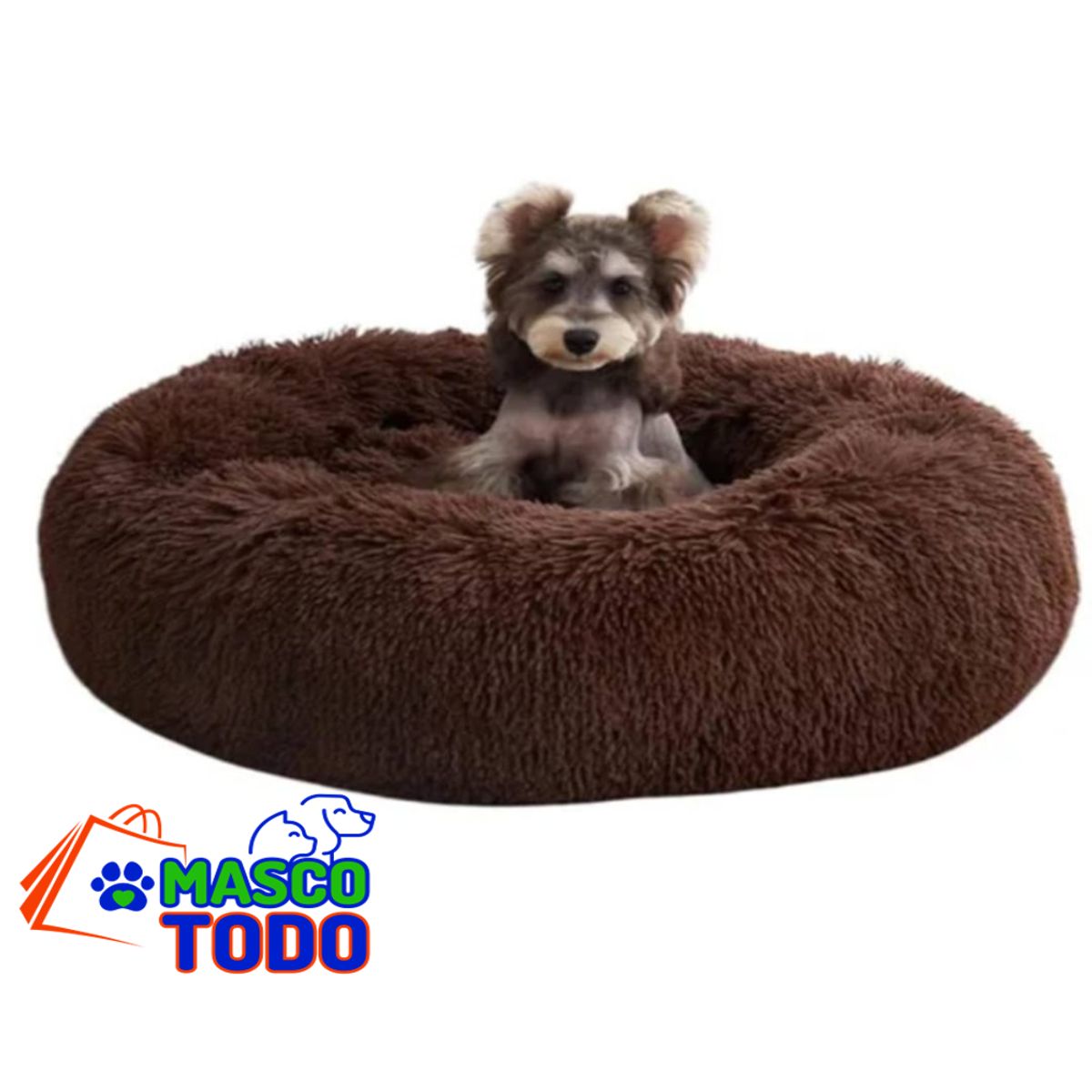 MASCO TODO - Cama Antiestrés Felpa para Mascotas Perros Gatos 80cm Café