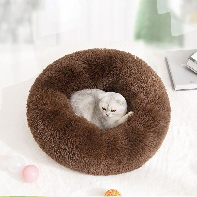GENERICO - Cama Antiestrés Felpa para Mascotas Perros Gatos 80cm Café