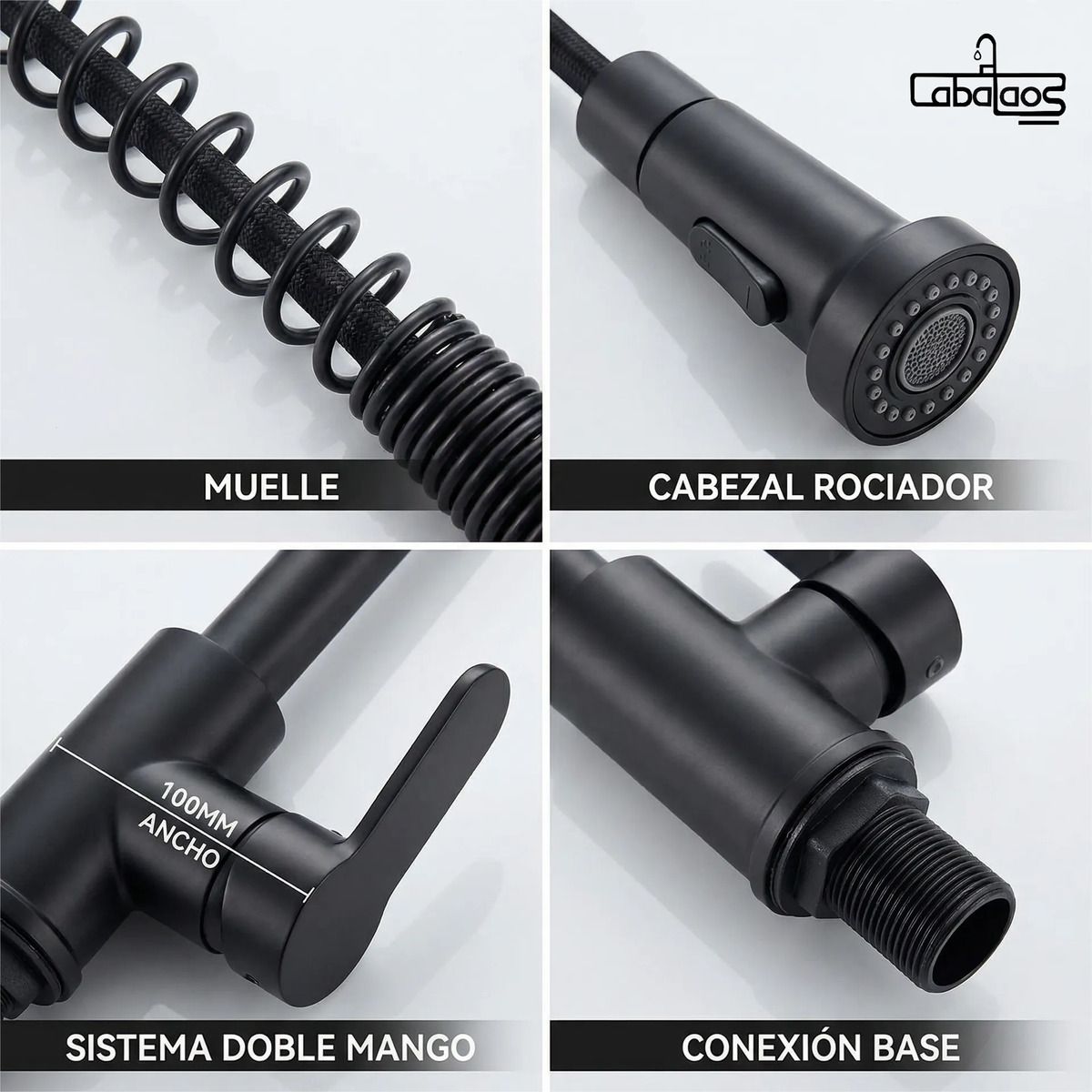 LABALAOS - Grifo Llave Lavaplatos Monomando Cocina Extensible Flexible