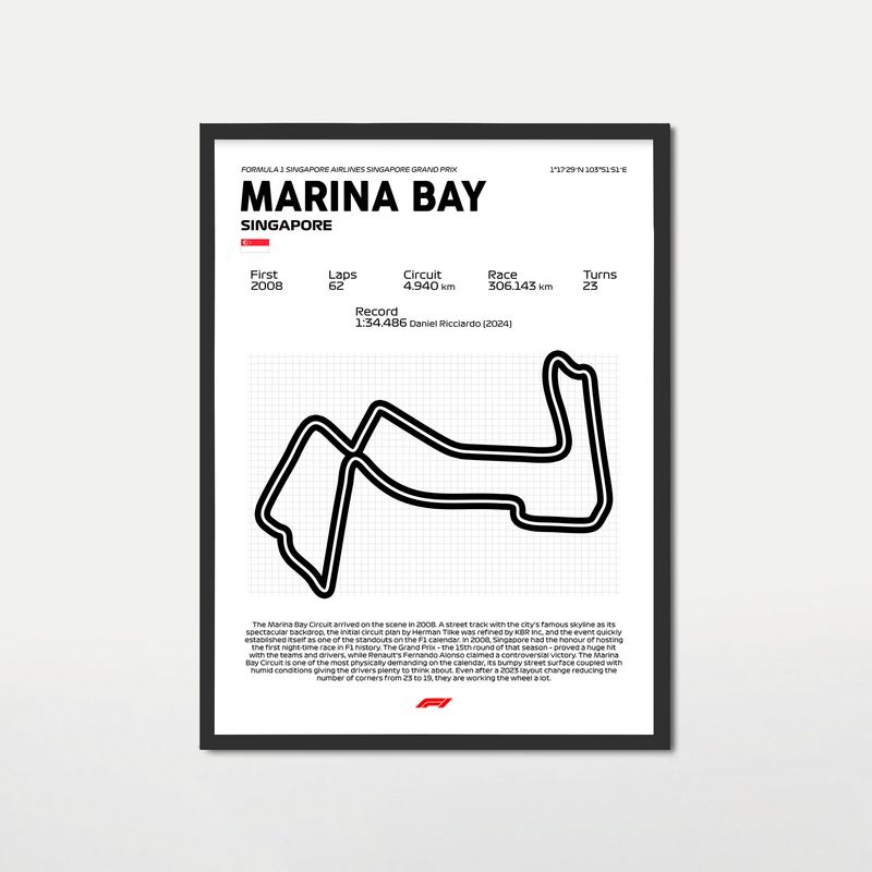 GENERICO - Cuadro decorativo Formula 1 Marina Bay Singapur