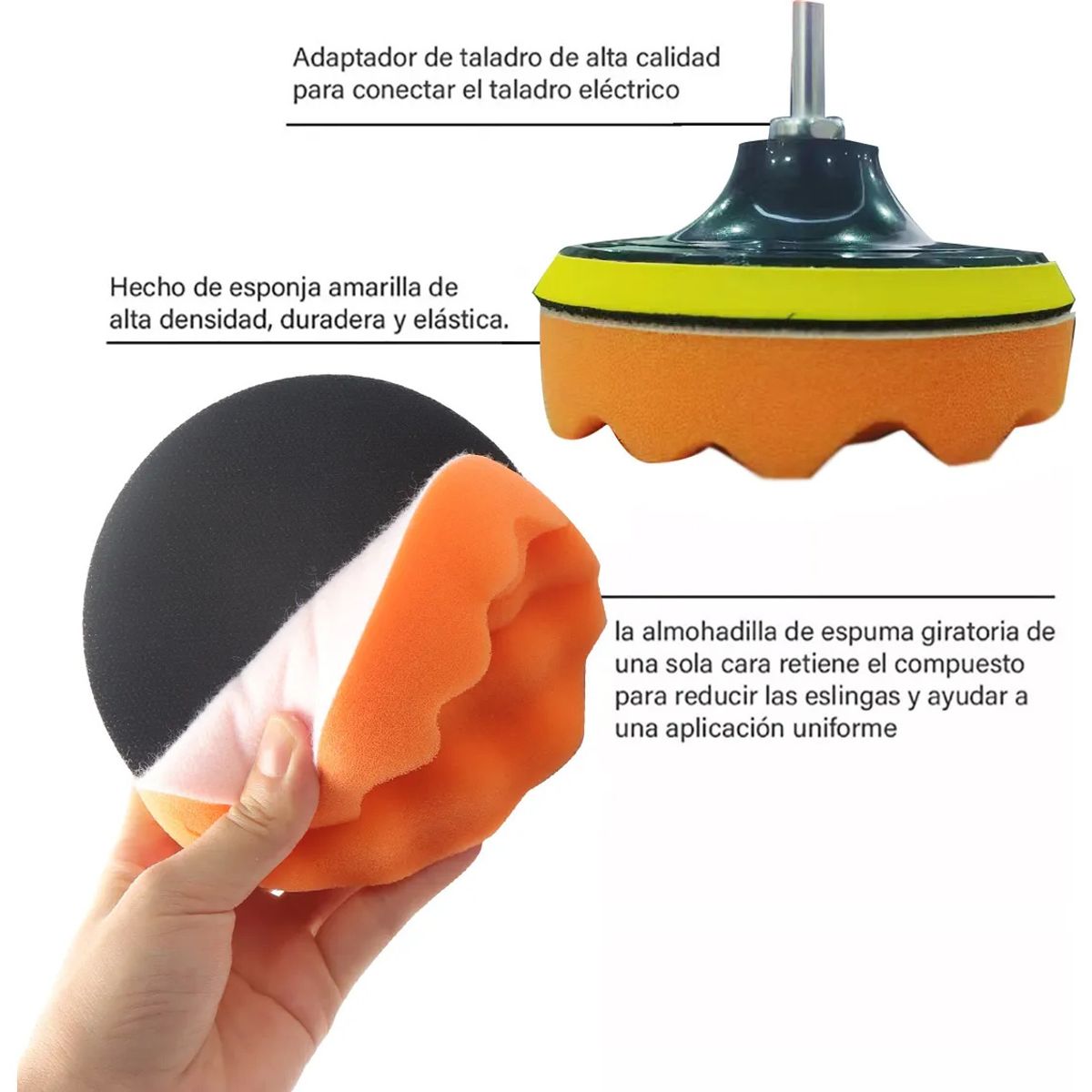 KUANGYE - Kit Almohadillas Pulidora Esponja Pulir Encerar Borla 7 Pcs