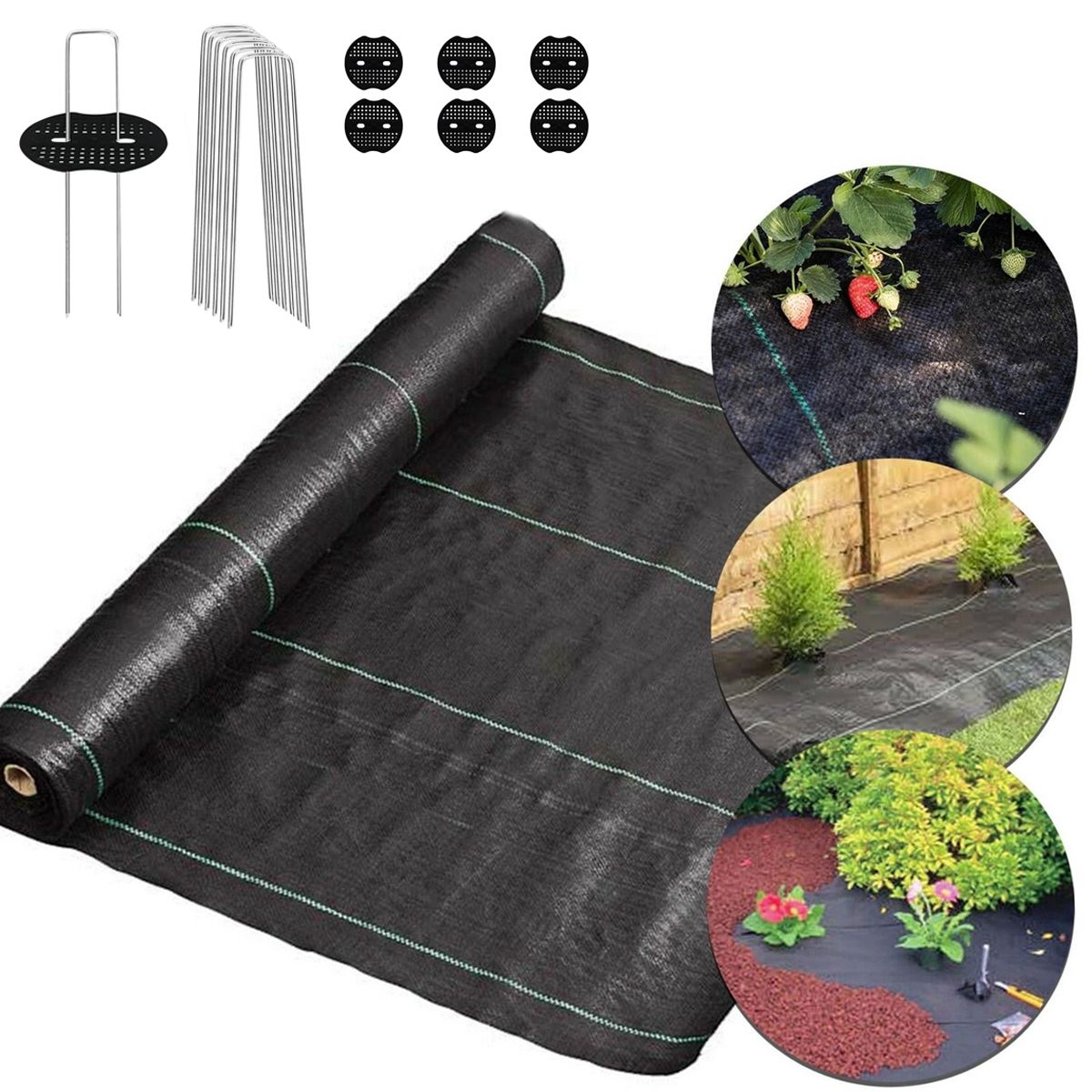 EDWINAYY - Malla Antimaleza 3*5m Y 6 Grapas Clavos De Césped