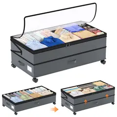 AIZO - Organizador Ahorra Espacio, Altura Ajustable 75L con Ruedas, para CamaSofá