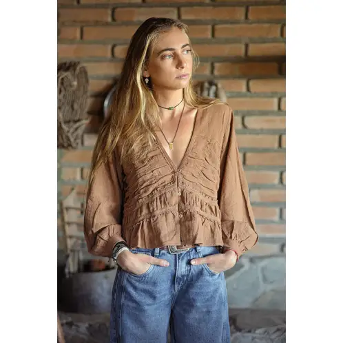 CALEDONIA LABEL - Blusa Veracruz Café Mujer
