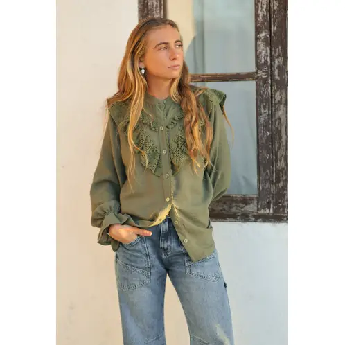 CALEDONIA LABEL - Blusa Volta Verde Mujer