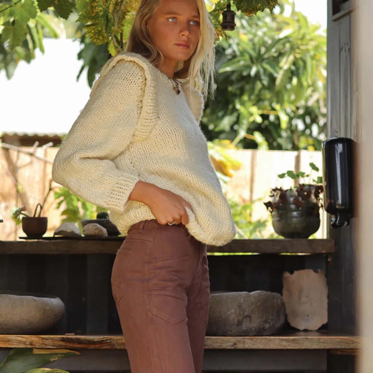 CALEDONIA LABEL - Sweater Olmeca Blanco Mujer