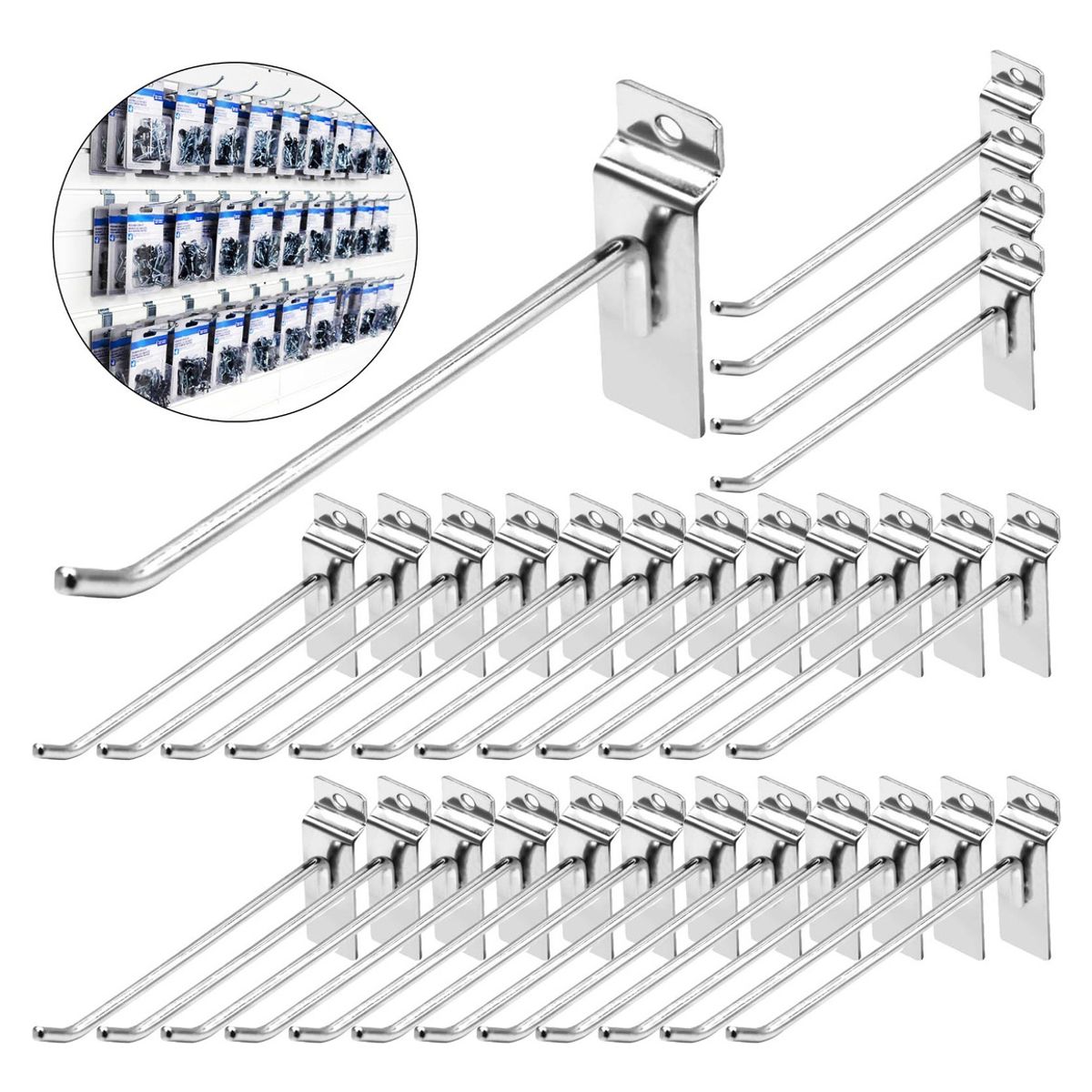 GENERICO - 40 Pack Ganchos Para Panel Ranurado De Pared 13CM