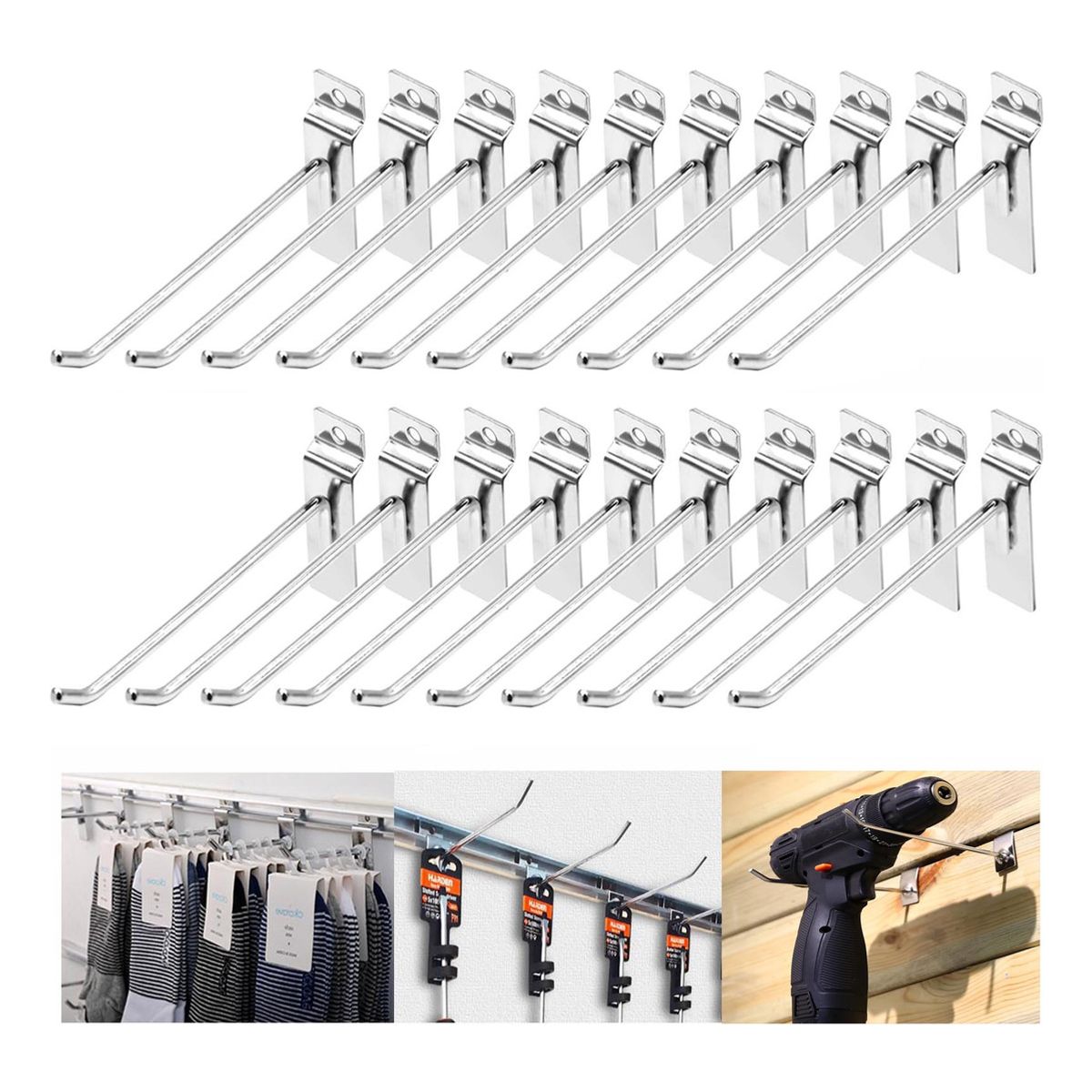 GENERICO - 20 Pack Ganchos Para Panel Ranurado De Pared 13CM