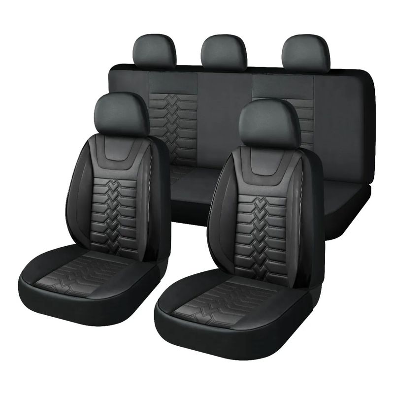 GENERICO - Kit Funda Cubre Asiento Cuero Completo Auto Premium Luxury