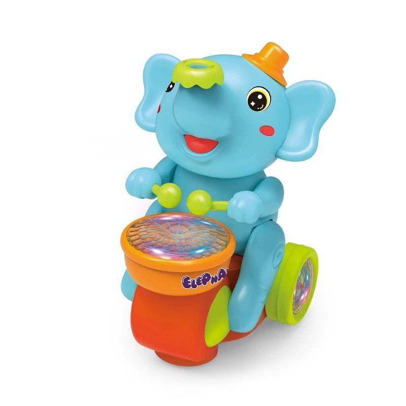 TIOZONEY - Juguetes musicales de baterista de elefante para caminar