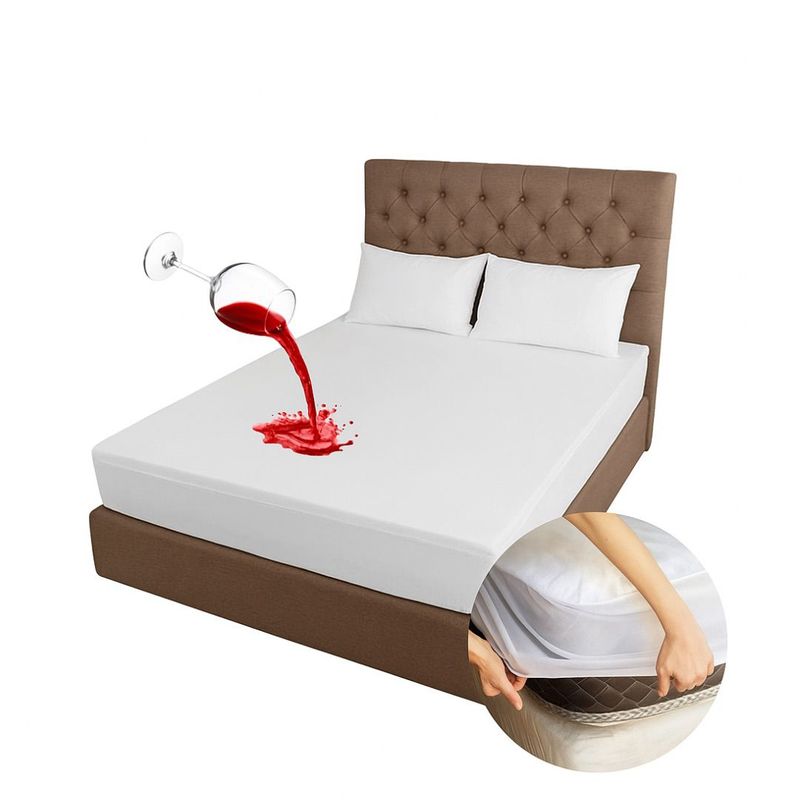 GENERICO - CUBRECOLCHON IMPERMEABLE LISO ULTRA SUAVE 2 PLAZAS