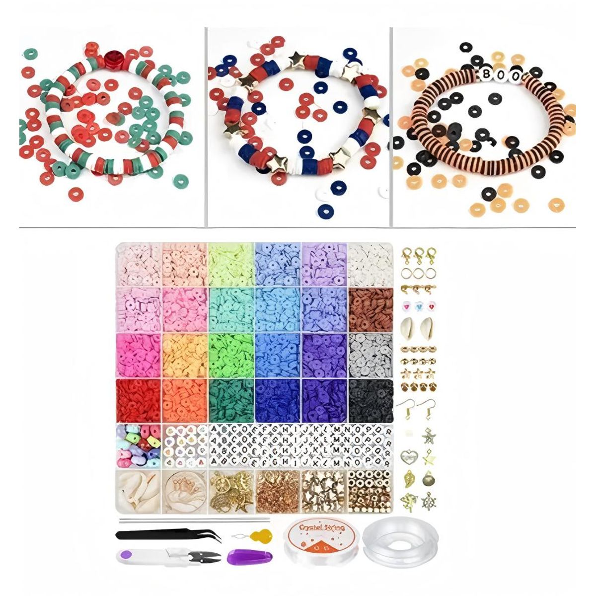 GENERICO - Juego De Piedras Naturales 6000 Uds Kit Para Hacer Pulseras