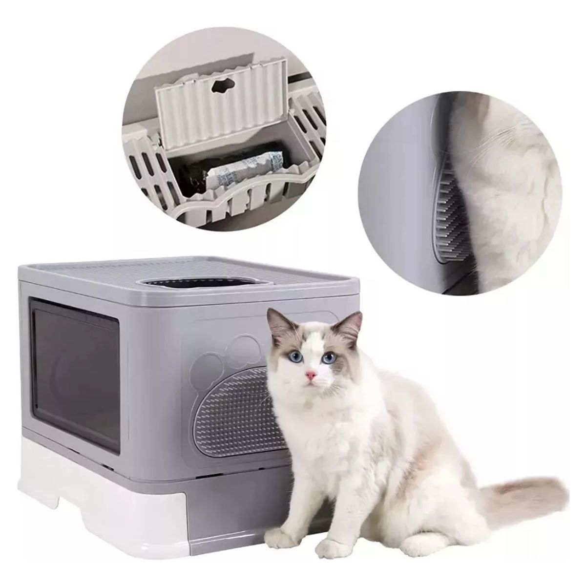 EVERSO - Arenero Cerrado Gatos Cupula Baño Sanitario Xl Base Movil