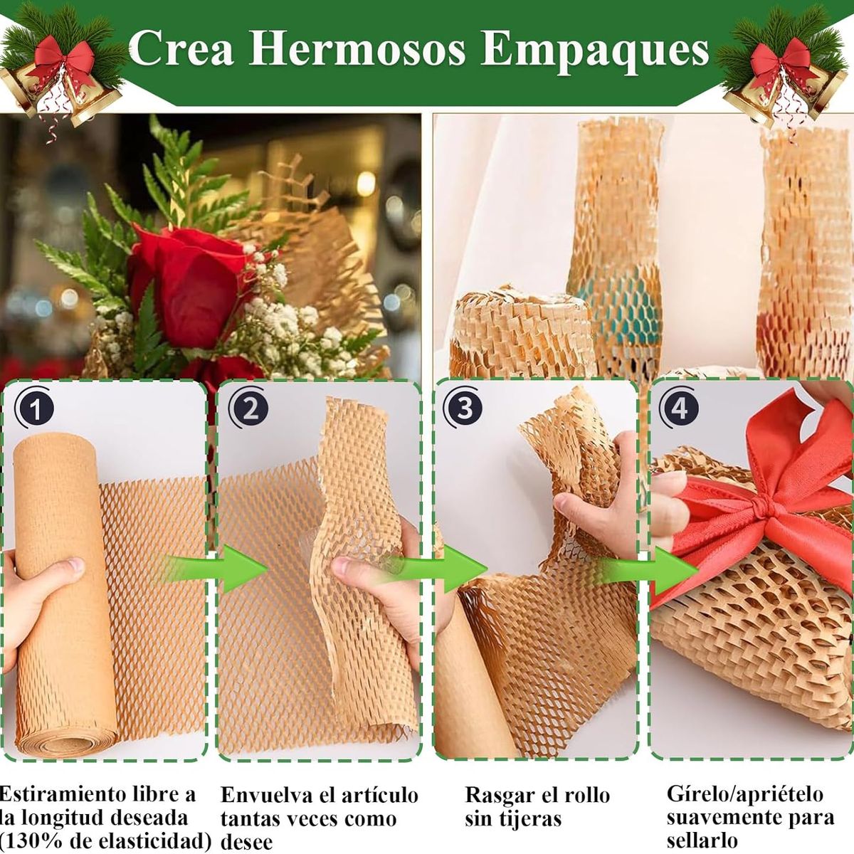 KUANGYE - Embalaje Rollo Papel Kraft Panal Abeja 50cms X 250 Mts