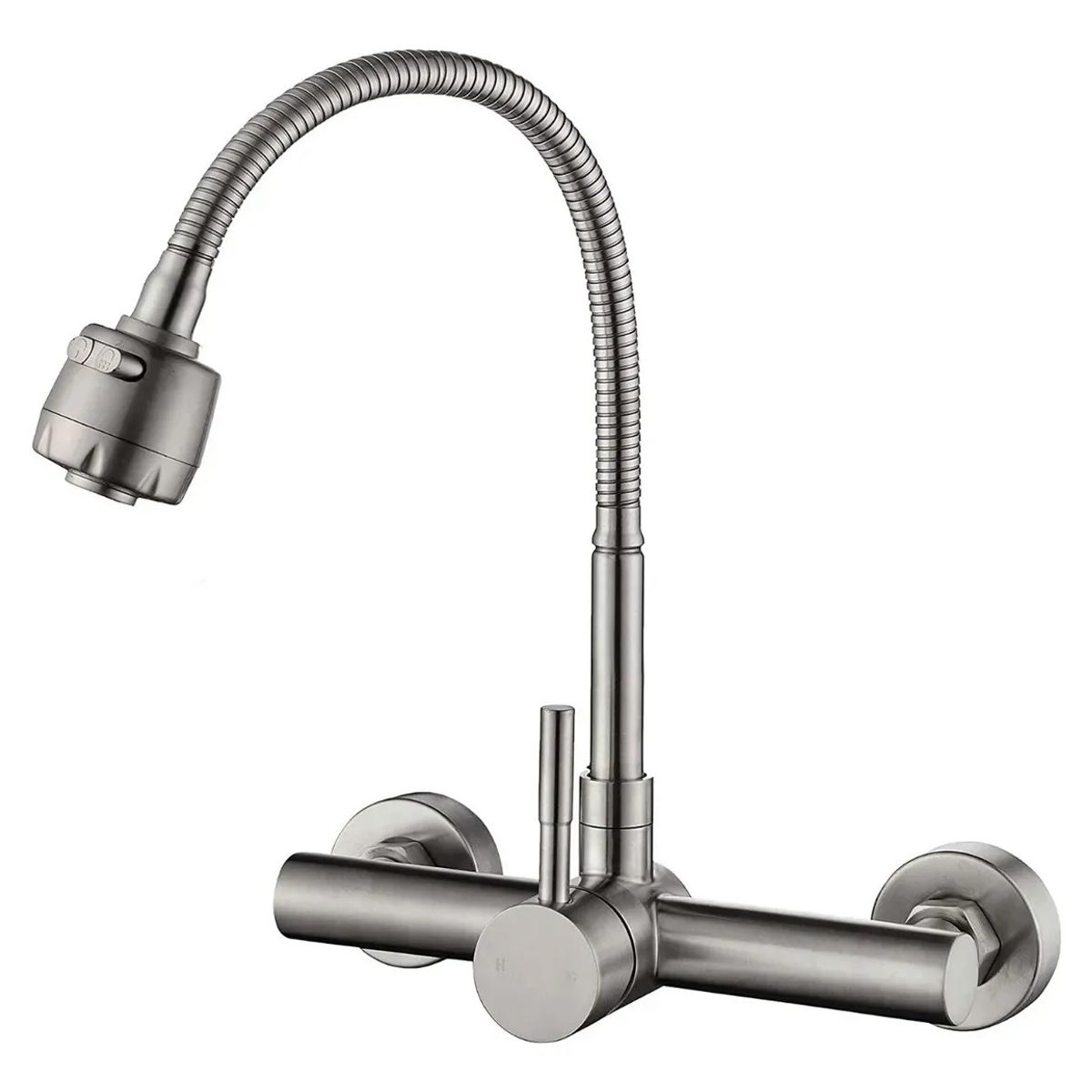 KUANGYE - Llave Monomando Lavaplato Al Muro Cuello Flexible Acero Inox