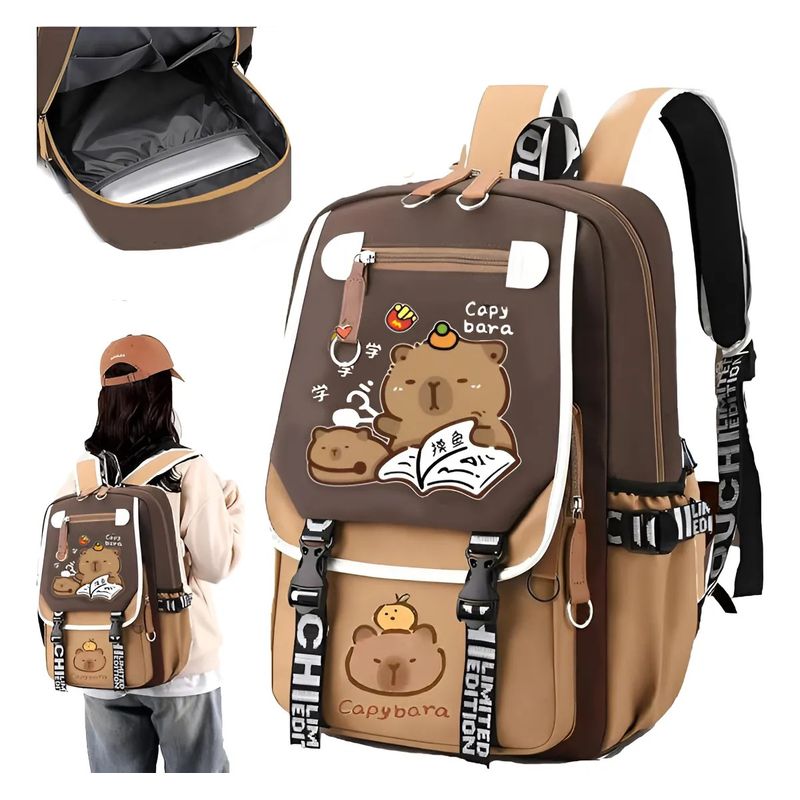 KUANGYE - Mochila Escolar Capibara Kawaii 21l Capybara 2025 Para Niñas