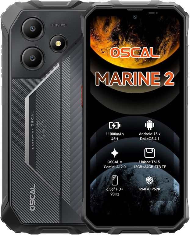 Marine 2 Celular, 12GB+64GB, 11000mAh, Android 15, NFC