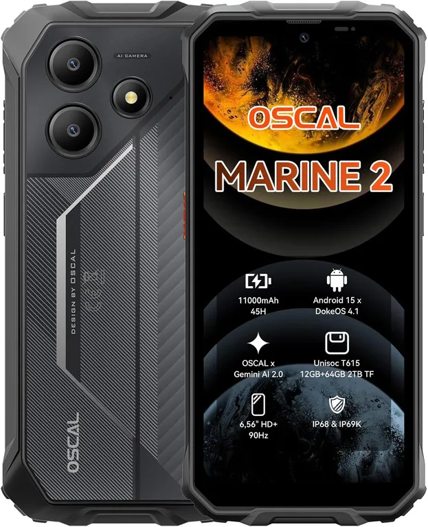 Marine 2 Celular, 12GB+64GB, 11000mAh, Android 15, NFC