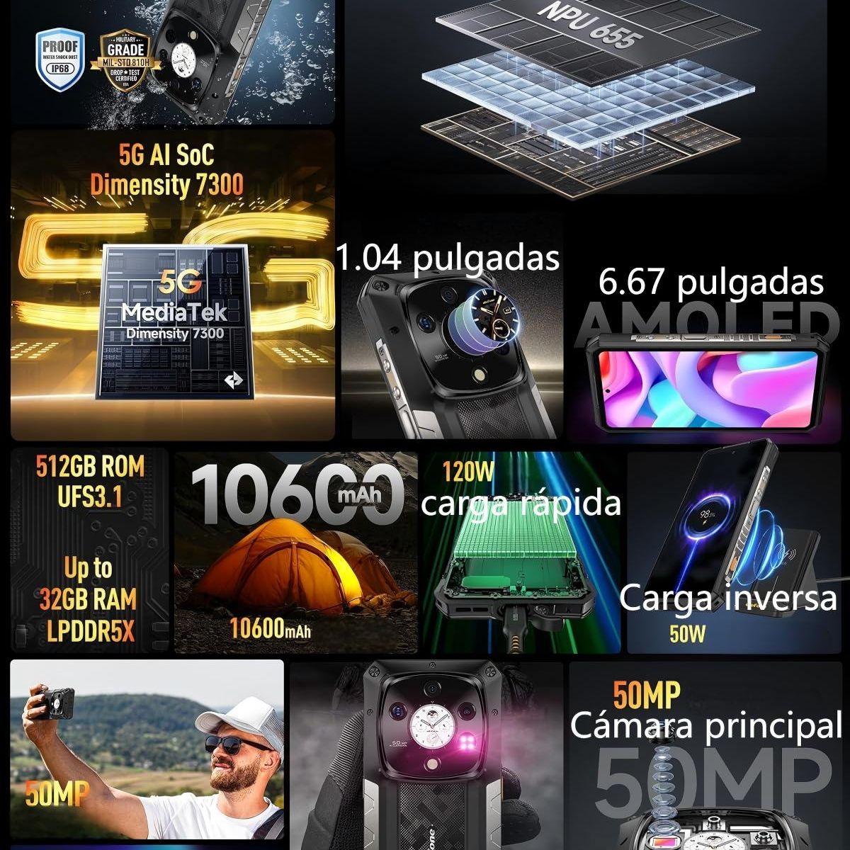 ULEFONE - Ulefone Armor 28 Pro 5G Celular, 32GB+512GB, 10600mAh