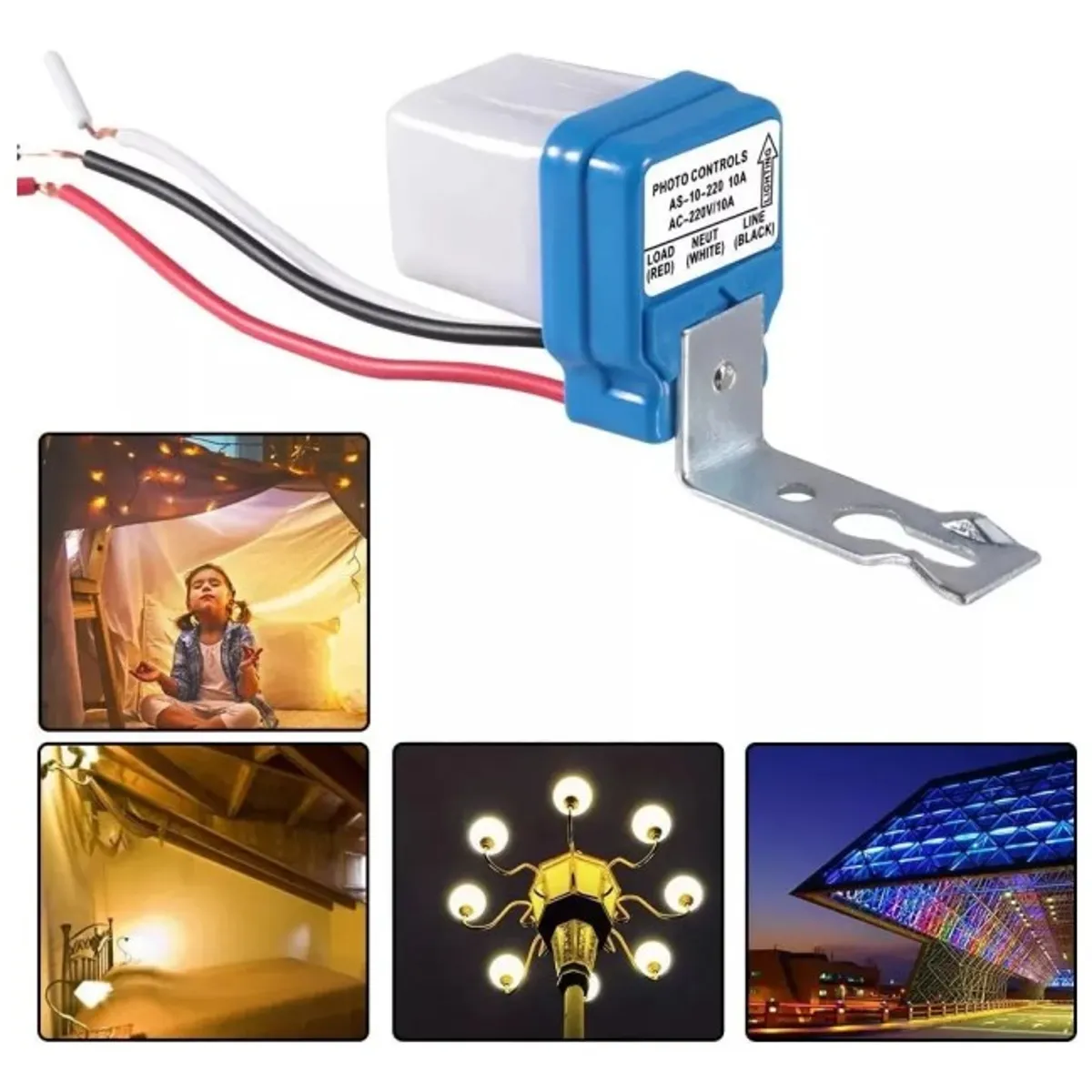 GENERICO - Pack 4 Fotocelda Sensor Luz Encendido Focos Lampara 220v 10a