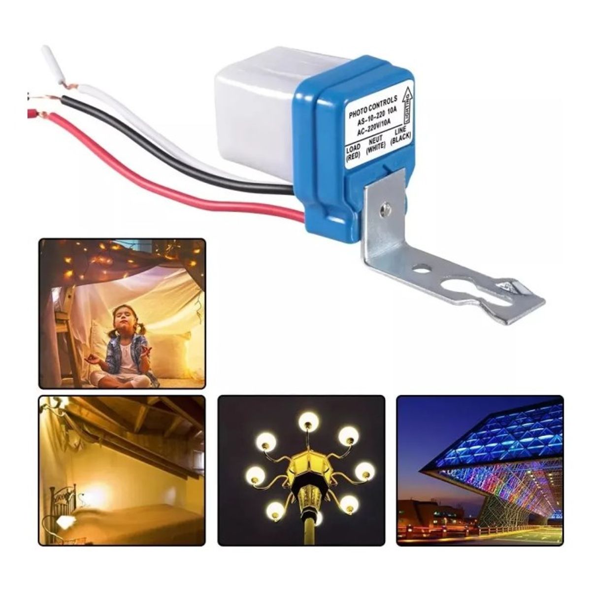 GENERICO - Pack 4 Fotocelda Sensor Luz Encendido Focos Lampara 220v 10a