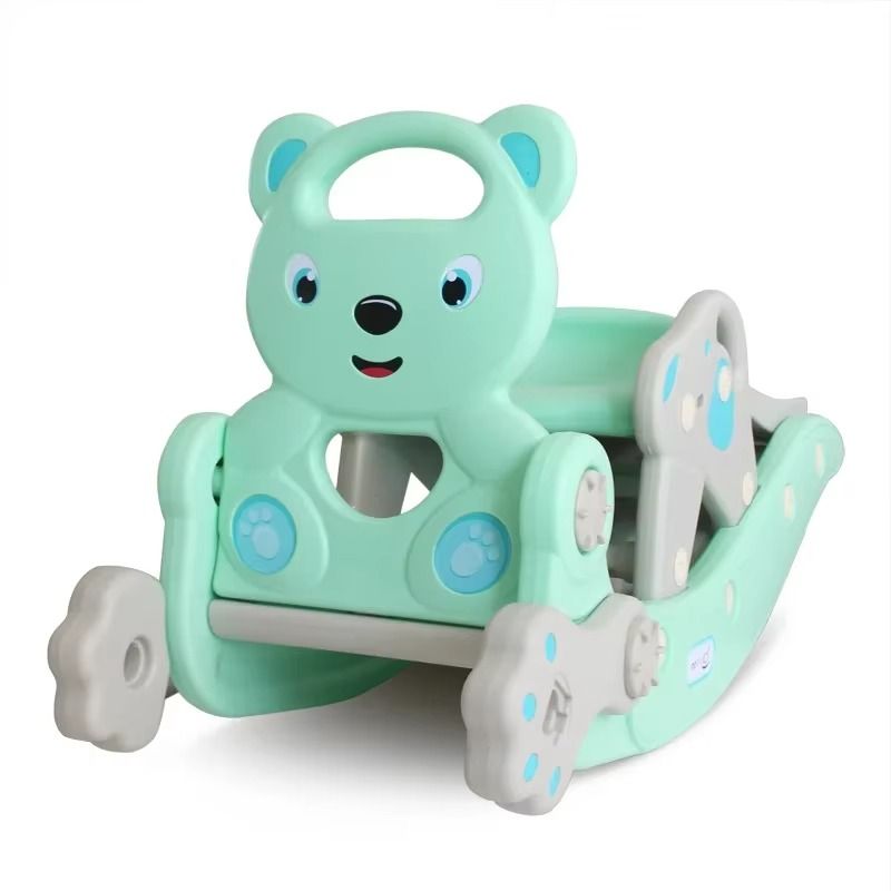 TATEE - Resbalín Plegable caballo mecedora 2 en 1 Para Niños azul
