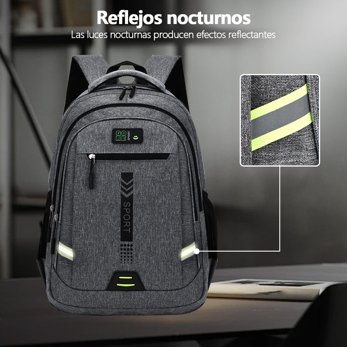 SUPERCENTER - Mochila Para Computadora Bolso De Viaje Impermeable Mochila Gris