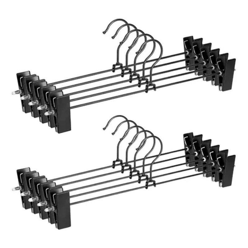 GENERICO - Pack 10 Colgadores Ganchos Con Pinza Para Pantalón Metalico