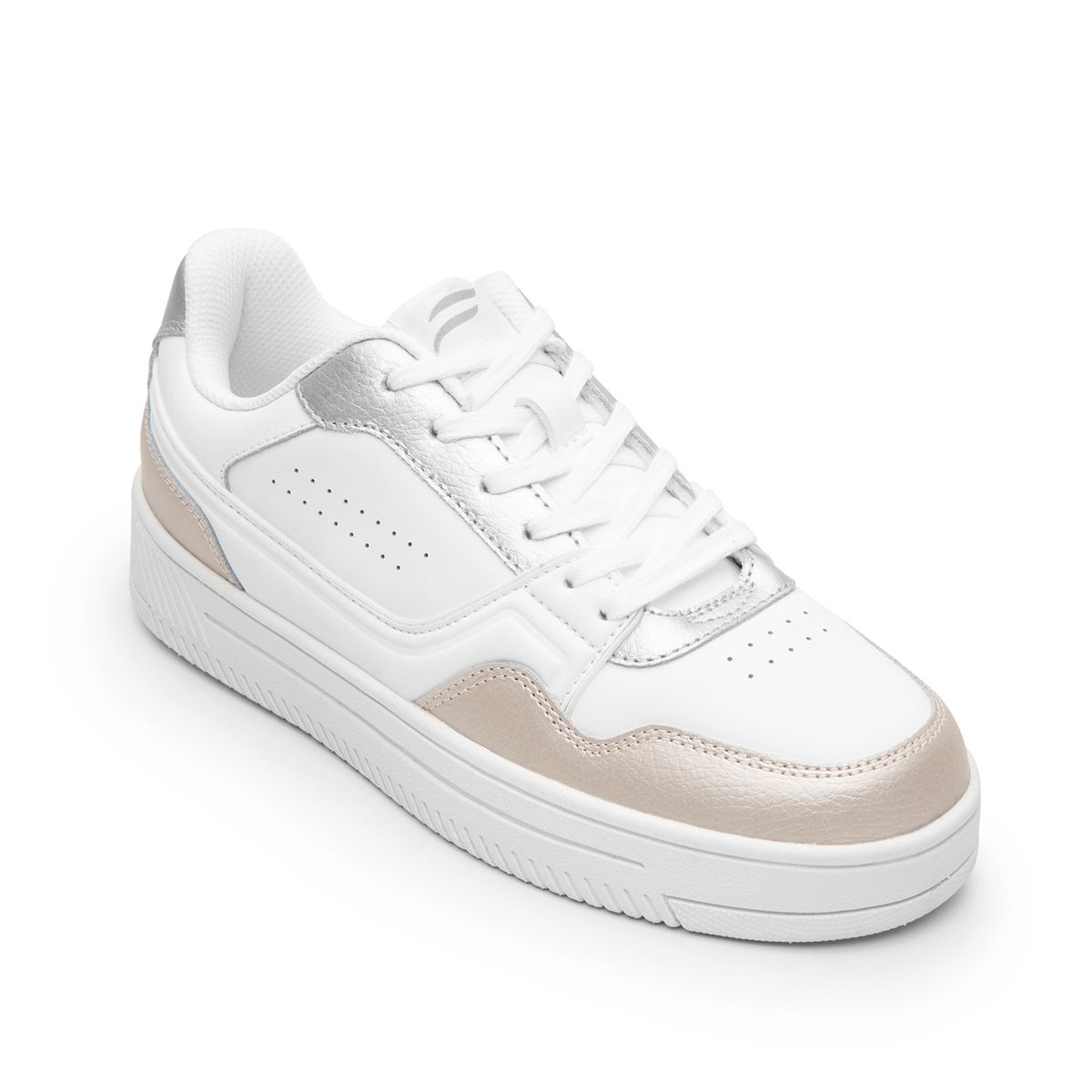 FLEXI - Zapatilla Mujer Inna 131601 Blanca, Plata y Bronce Flexi