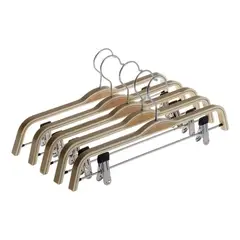 GENERICO - Pack De 5 Colgadores Ganchos Con Pinza Para Pantalón Madera