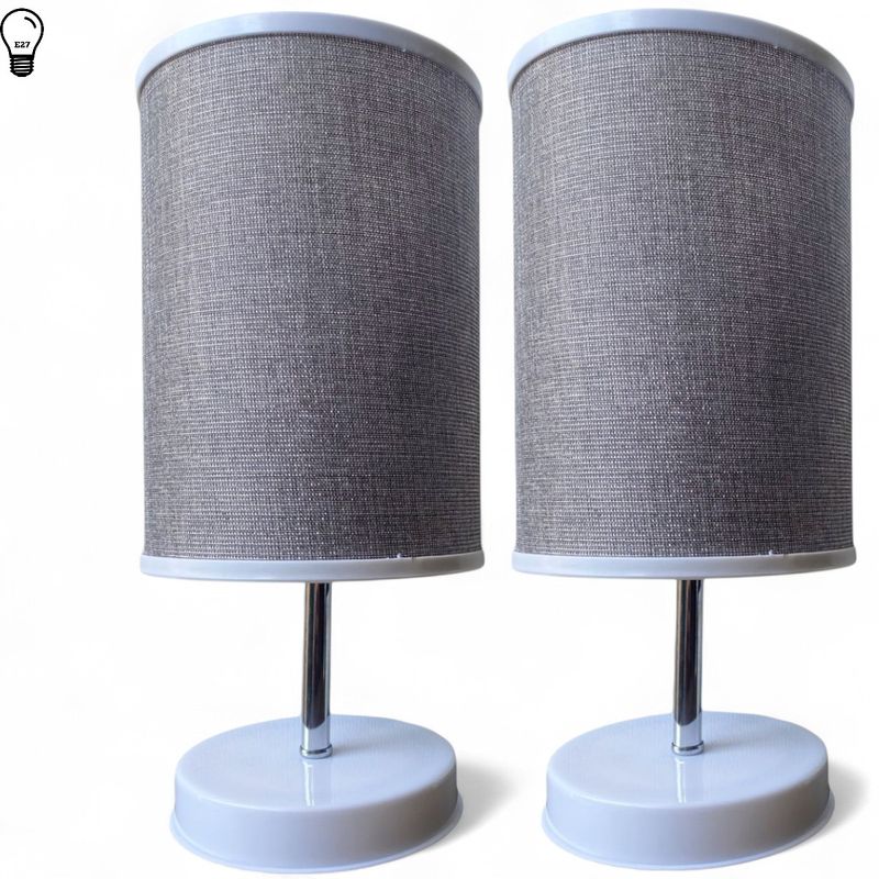 GENERICO - Pack X 2 Lámparas Velador O Mesa + Pantalla Decoración Dormitorio