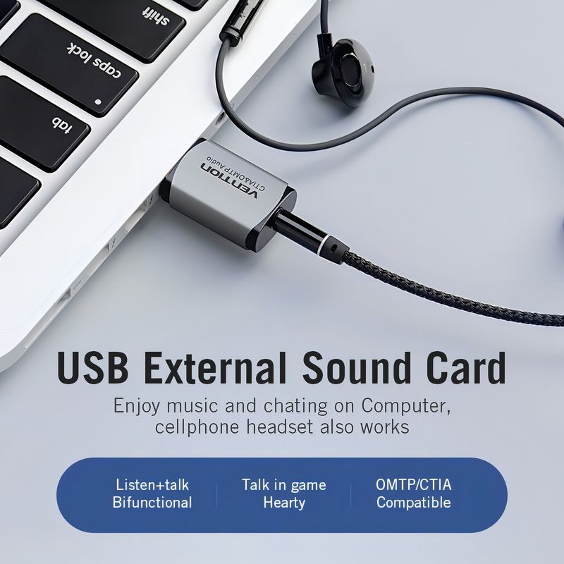 VENTION - Adaptador Tarjeta De Audio Externo Usb Jack 3.5 Ctia Vention