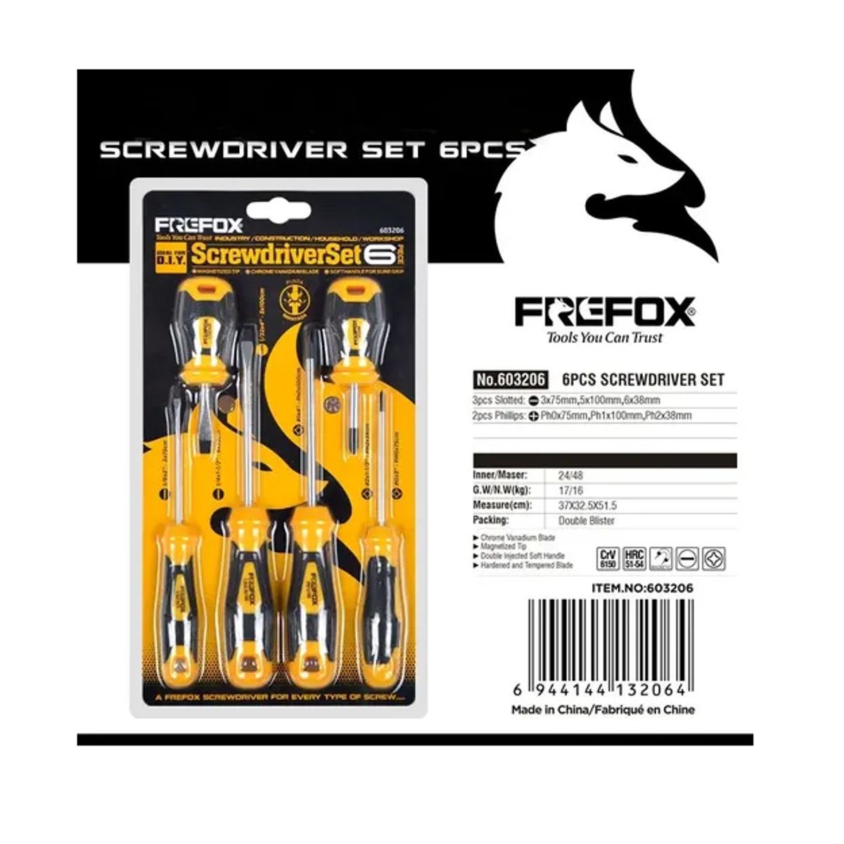 GENERICO - Juego De Destornilladores Con Puntas Magnéticas Set 6 Piezas